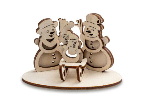 3D Holzpuzzle-Karte - Schneemann-Familie