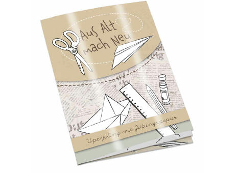 Upcycling-Heft - Zeitungspapier - Tampondruck 1-c