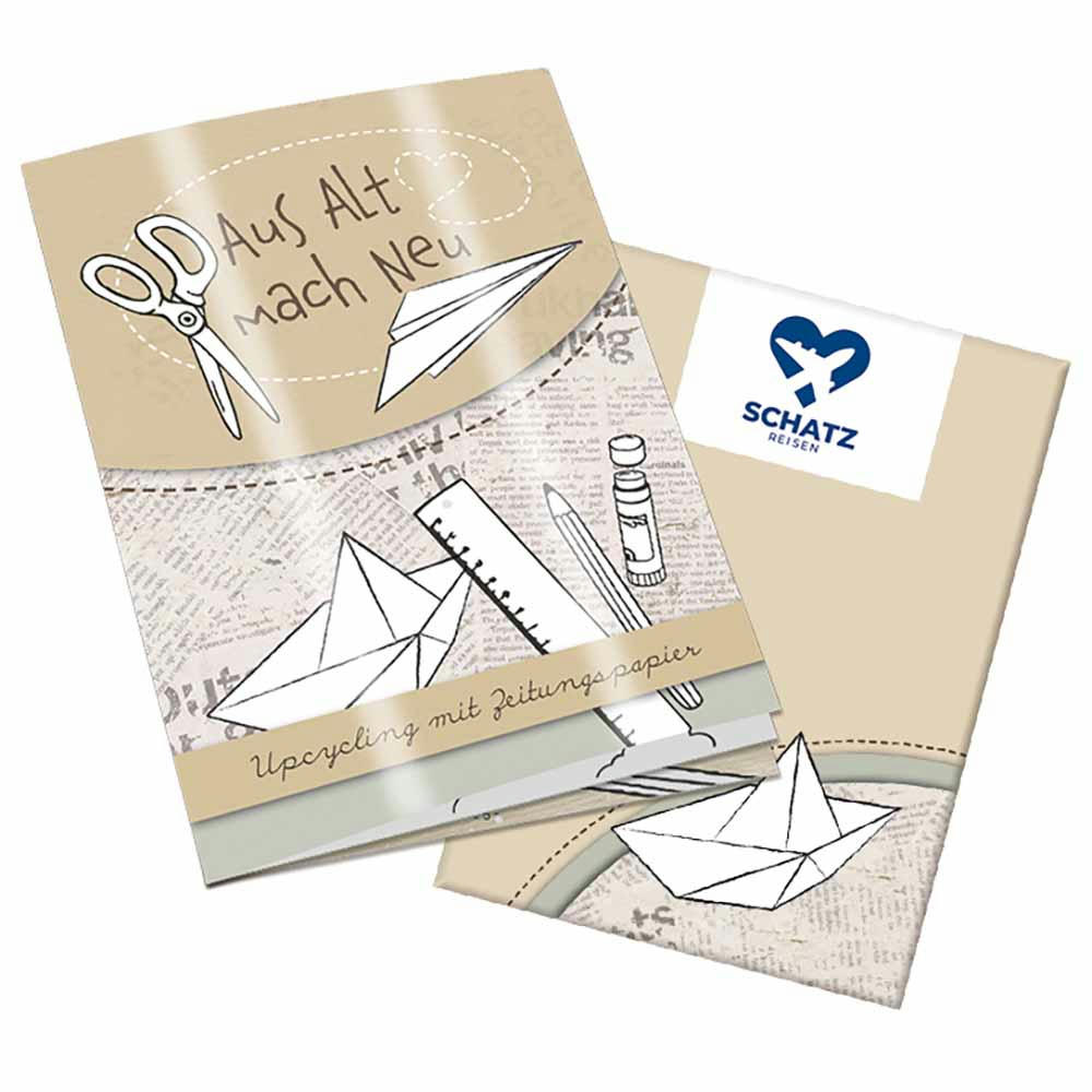 Upcycling-Heft - Zeitungspapier - Tampondruck 1-c