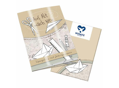 Upcycling-Heft - Zeitungspapier - Tampondruck 1-c