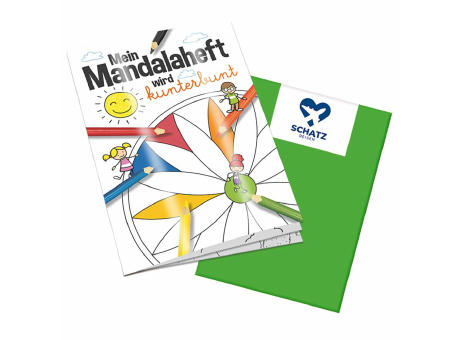 Malbuch / Mal-Set A5 - Mandala - Malbuch mit 1-c Logoeindruck