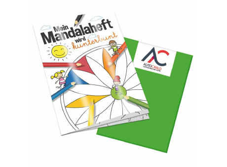 Malbuch / Mal-Set A5 - Mandala - Malbuch mit 2-c Logoeindruck