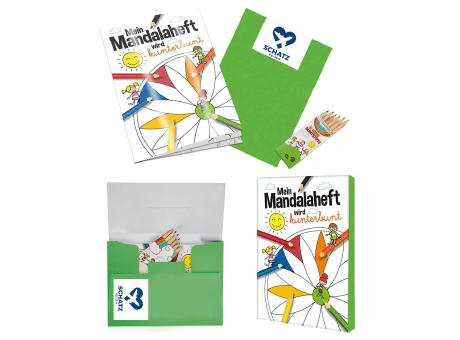 Malbuch / Mal-Set A5 - Mandala - Malset mit 1-c Logoeindruck