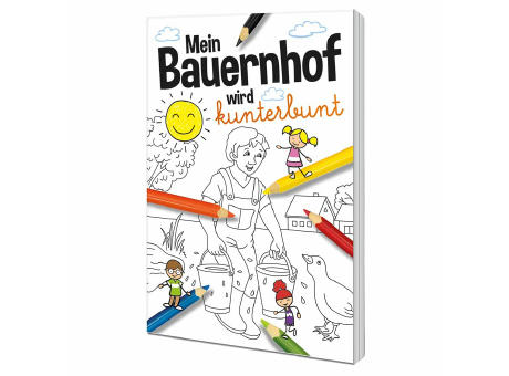 Malbuch / Mal-Set A6 - Bauernhof - Malbuch mit 2-c Logoeindruck