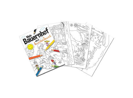 Malbuch / Mal-Set A6 - Bauernhof - Malbuch mit 2-c Logoeindruck