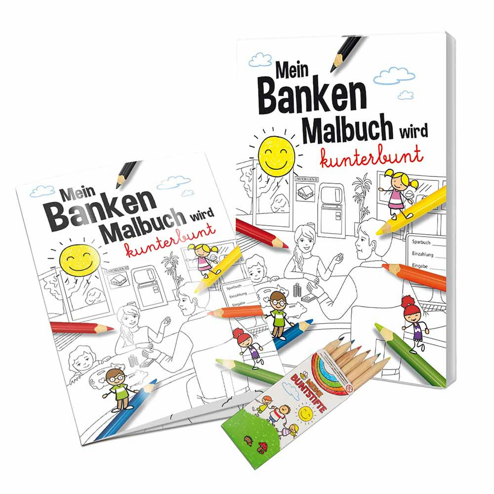 Malbuch / Mal-Set A6 - Banken - Malset neutral