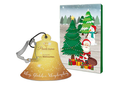 Backförmchen mit Rezeptblock Glocke - in weihnachtlicher Mappe (neutral)