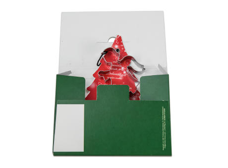 Backförmchen mit Rezeptblock Tannenbaum - Engel - in weihnachtlicher Mappe (mit 1c-Logoeindruck)