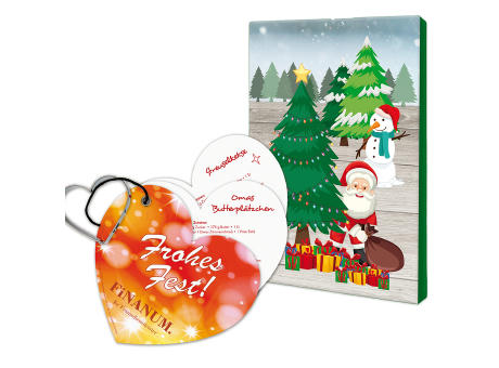 Backförmchen mit Rezeptblock Weihnachtsherz - in weihnachtlicher Mappe (neutral)