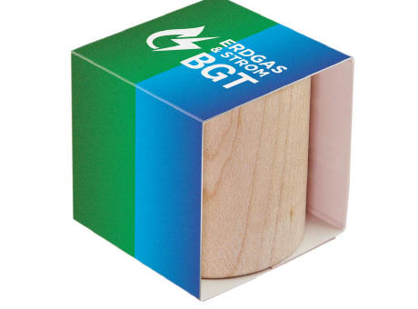 Pflanz-Holz rund mit Samen - Glücksklee-Zwiebel, Rundum-Lasergravur (* Je nach Verfügbarkeit der Glücksklee-Zwiebeln)