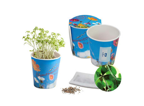 Blumenwiese To-Go - Ostern - Glücksklee-Zwiebel(* Je nach Verfügbarkeit der Glücksklee-Zwiebeln) - neutral mit 1-c Logoeindruck