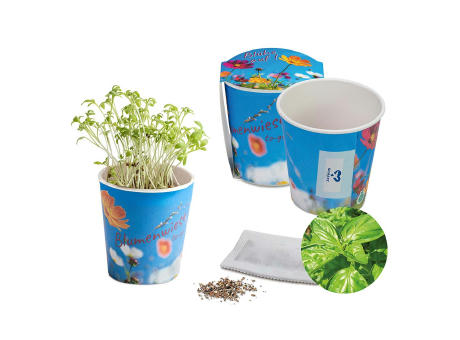 Blumenwiese To-Go - Ostern - Basilikum - neutral mit 1-c Logoeindruck