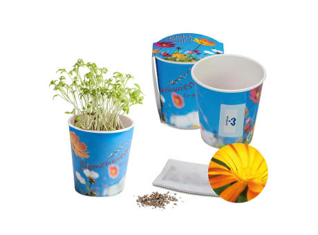 Blumenwiese To-Go - Ostern - Ringelblume - neutral mit 1-c Logoeindruck