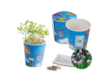 Blumenwiese To-Go - Ostern - Schnittlauch - neutral mit 1-c Logoeindruck