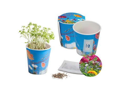 Blumenwiese To-Go - Ostern - Sommerblumenmischung - neutral mit 1-c Logoeindruck