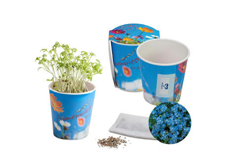 Blumenwiese To-Go - Ostern - Vergissmeinnicht - neutral mit 1-c Logoeindruck