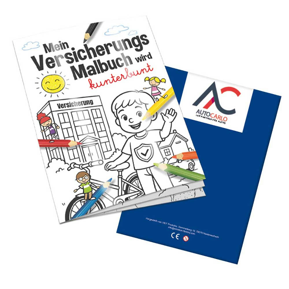 Malbuch / Mal-Set A6 - Versicherung - Malbuch mit 2-c Logoeindruck