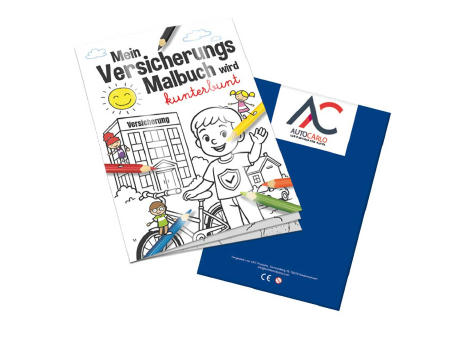 Malbuch / Mal-Set A6 - Versicherung - Malbuch mit 2-c Logoeindruck