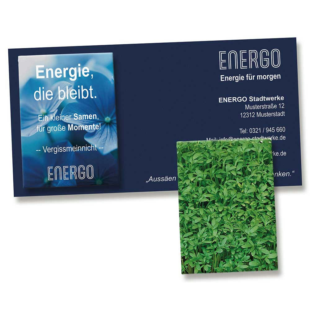 Samentütchen auf Werbekarte - Gartenkresse