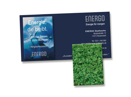 Samentütchen auf Werbekarte - Gartenkresse