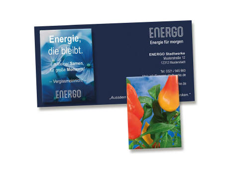 Samentütchen auf Werbekarte - Gewürzpaprika