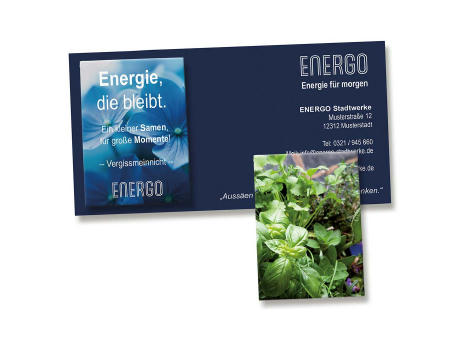 Samentütchen auf Werbekarte - Kräutermischung