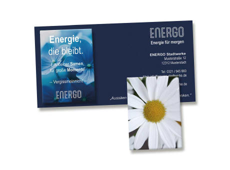 Samentütchen auf Werbekarte - Margerite