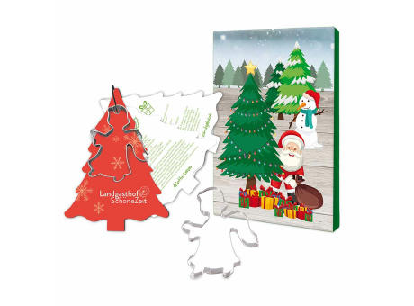 Backförmchen mit Rezeptblock Tannenbaum - Engel - in weihnachtlicher Mappe (neutral)