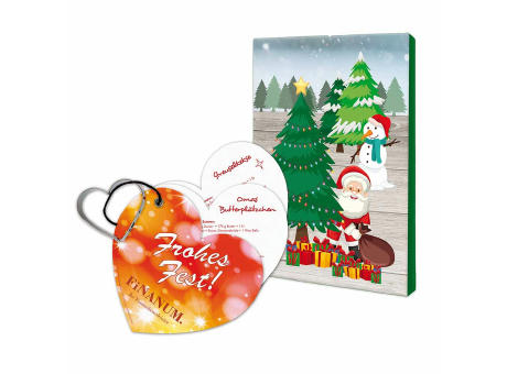 Backförmchen mit Rezeptblock Weihnachtsherz - in weihnachtlicher Mappe (neutral)