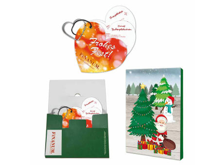 Backförmchen mit Rezeptblock Weihnachtsherz - in weihnachtlicher Mappe (mit 1c-Logoeindruck)