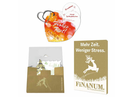 Backförmchen mit Rezeptblock Weihnachtsherz - in weihnachtlicher Mappe (individuell 4-c)