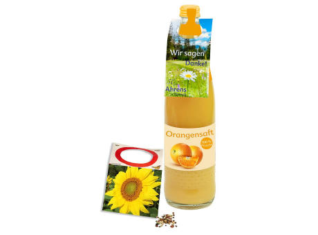 Samen-Briefchen Flaschenanhänger - 60x130 mm - Sonnenblumen