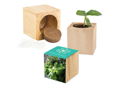 Pflanz-Holz Maxi mit Samen - Kräutermischung, 1 Seite gelasert