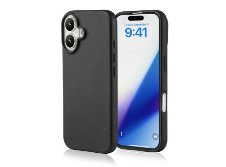 Nachhaltige Handyhülle inkl. Sammlung 1kg Ozeanplastik iPhone™ 16 plus Turtle Eco Soft Case PLA + Bambus schwarz
