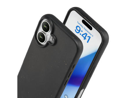 Nachhaltige Handyhülle inkl. Sammlung 1kg Ozeanplastik iPhone™ 16 plus Turtle Eco Soft Case PLA + Bambus schwarz