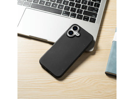 Nachhaltige Handyhülle inkl. Sammlung 1kg Ozeanplastik iPhone™ 16 plus Turtle Eco Soft Case PLA + Bambus schwarz