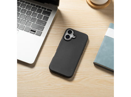 Nachhaltige Handyhülle inkl. Sammlung 1kg Ozeanplastik iPhone™ 16 plus Turtle Eco Soft Case PLA + Bambus schwarz