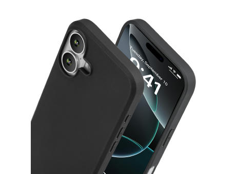 Handy Hülle iPhone™ 16 Black Series Soft Case TPU Silikon mit Mikrofaser Innenseite matt schwarz