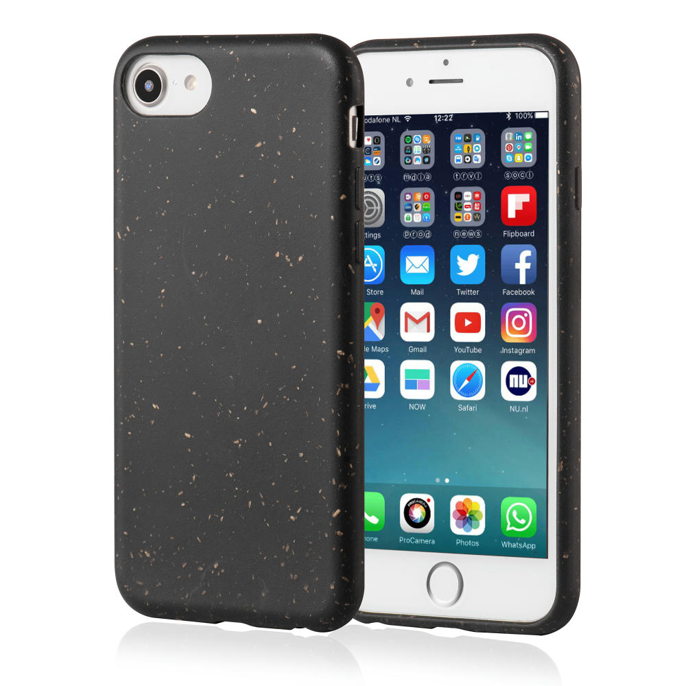 Handy Hülle kompostierbar iPhone™ 6/6s/7/8/SE(2020) Turtle Eco Soft Case PLA + Bambus schwarz
