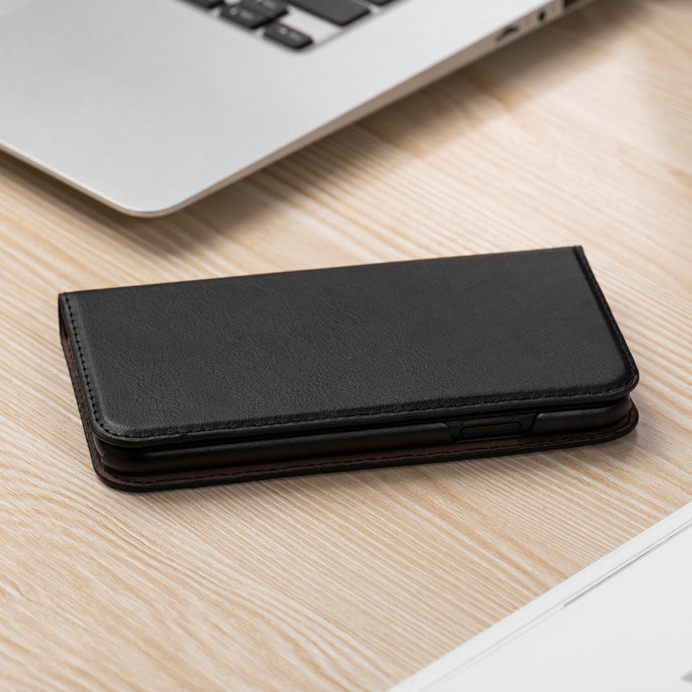 Handy Hülle iPhone™ 12/12 pro Flamingo Premium Wallet Flip Case Kunstleder schwarz