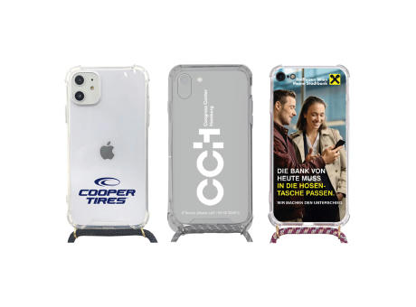 Handykette Handy Hülle iPhone™ X/Xs Parrot Necklace Case TPU/PC transparent mit Kordel