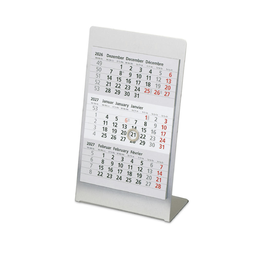 Aufstellkalender Edelstahl, 1 Jahr