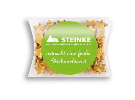 Schoko-Goldsternchen im Süßen Kissen mit Etikett