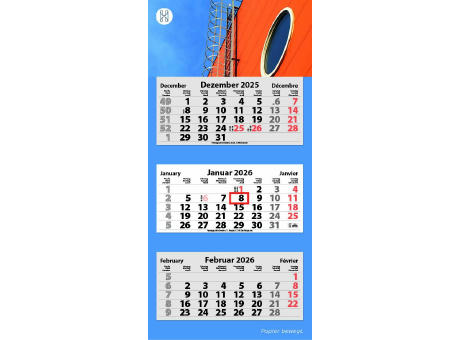 3-Monats Faltkalender "Tres-Deluxe Plus"