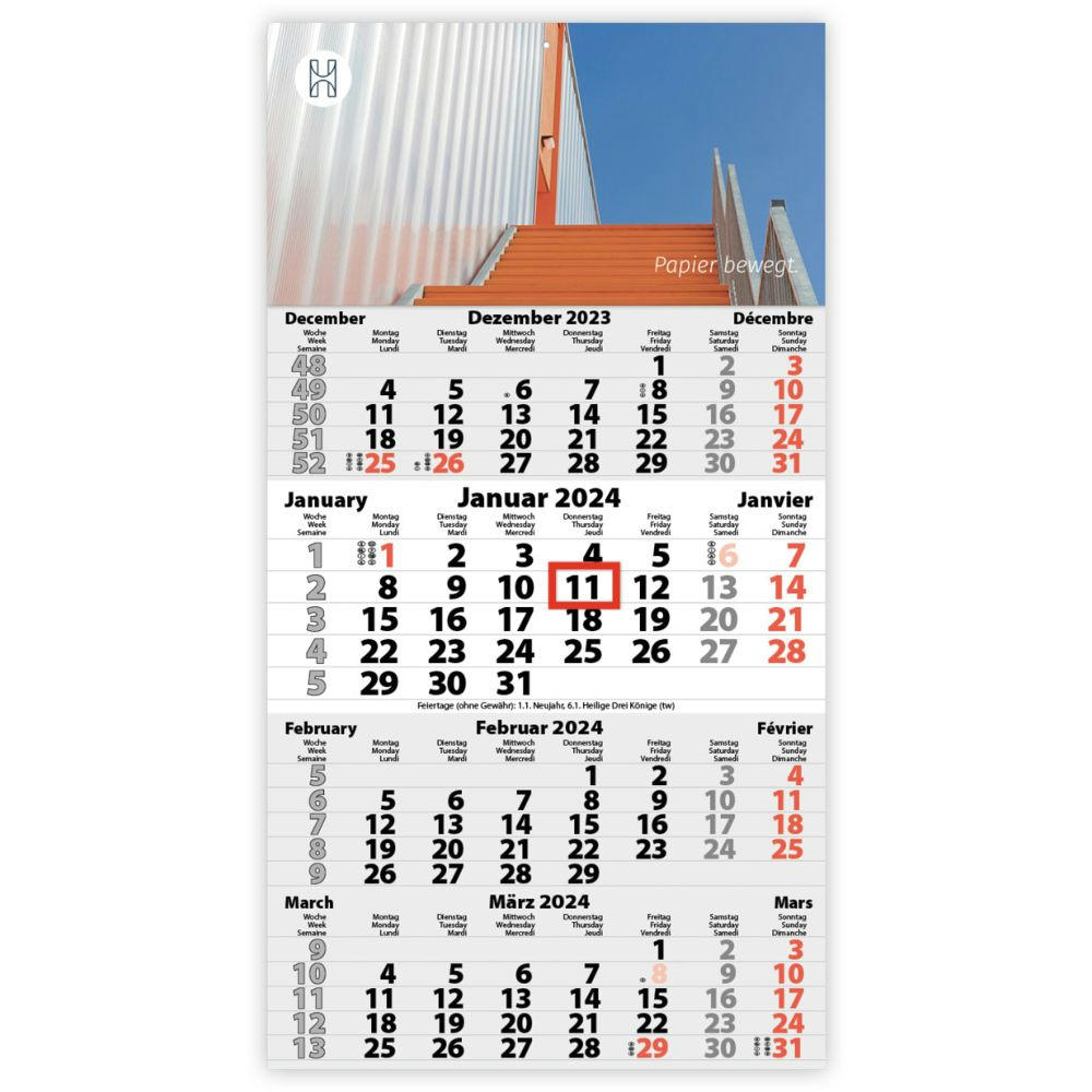 4-Monats DIN A3 Kalender "Four Euro"