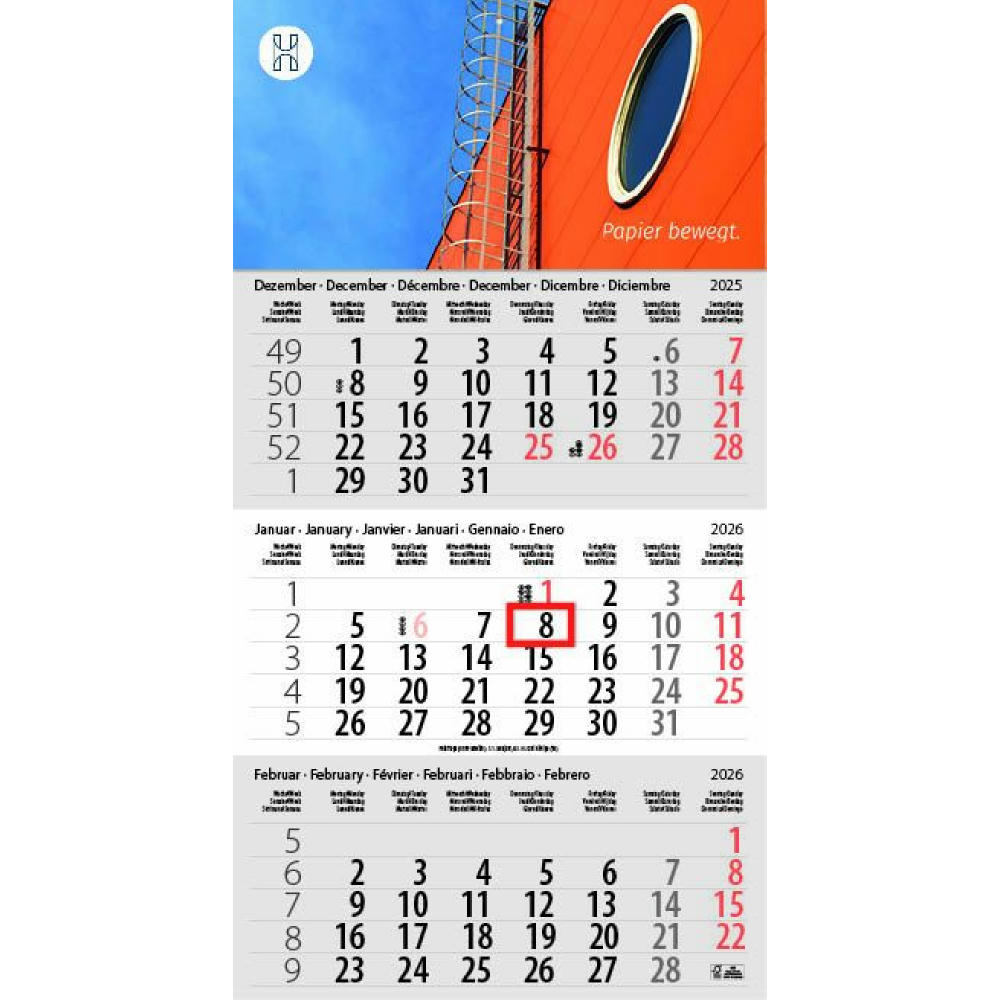 3-Monats DIN A3 Kalender "Trinus Euro"