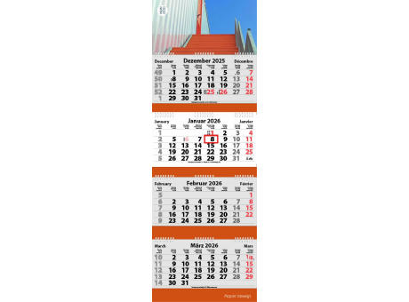 4-Monats Faltkalender "Quatrus-Deluxe Ring-Wire"