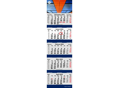 5-Monats Faltkalender "Quintus-Deluxe Ring-Wire"