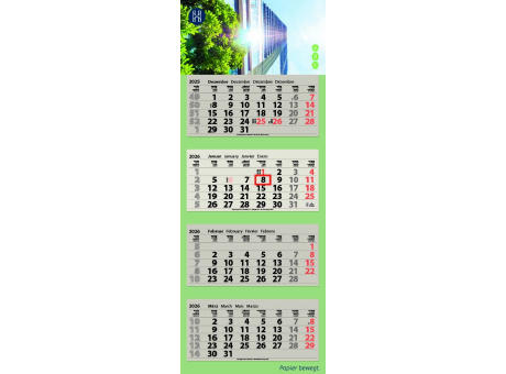 4-Monats Faltkalender "Quatrus-Light Plus Green"