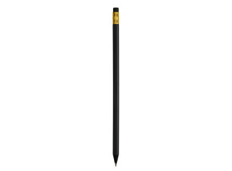 LAPIZ LAXTY MADERA NEGRA CON GOMA HEXAGONAL NEGRO CASQUILLO DORADO